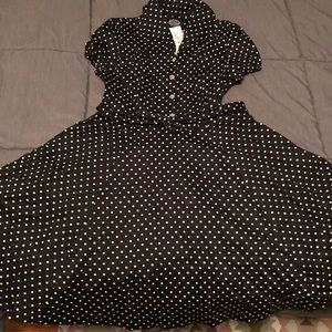 Vintage-Style Black & White Polka Dot Dress
